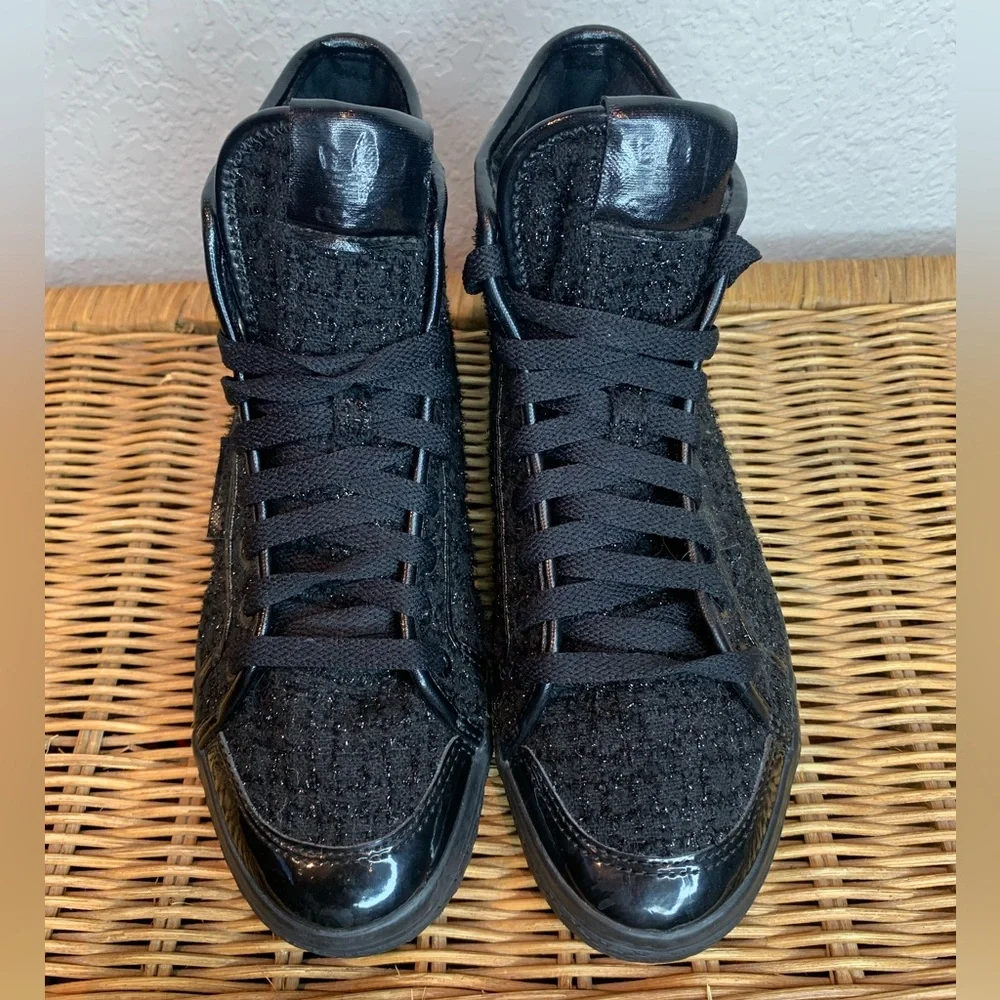 Adidas Honey Triple Black Shimmer Mid High Tops Sneakers Size 8.5 - Picture 5 of 12